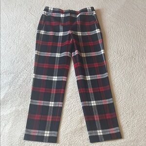 Topshop Red and Black Straight Plaid Leg Pants